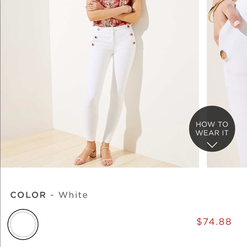NWT White Skinny “Sailor”  Dress Pants - LOFT